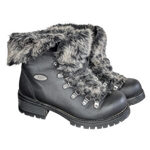 Vintage Y2K Lugz Faux Fur Lace Up Boots  | Chunky Grunge | Size 7.5